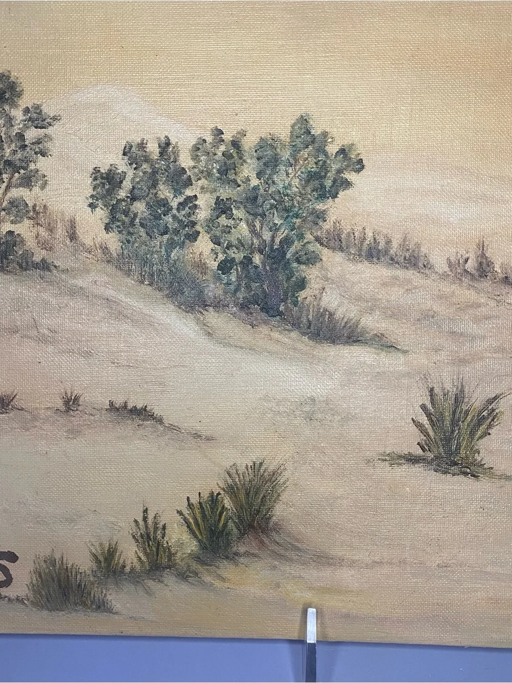 Beautiful DESERT LANDSCAPE PAINTING Vintage Signed 10”x 14” On Canvas Board